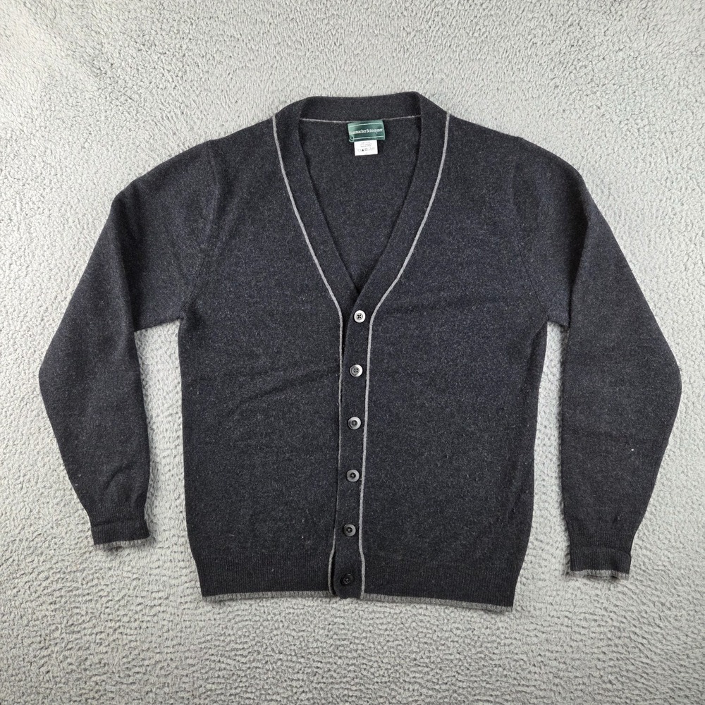 Hammacher Schlemmer Cashmere‎ Cardigan Sweater Womens M Gray V-Neck Button Down
